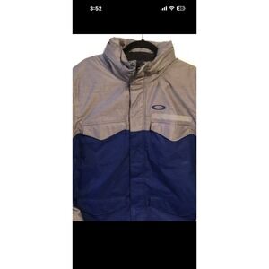 OAKLEY Large THINSULATE SKI JACKET Blue & Carbon Grey Full Zip Hooded